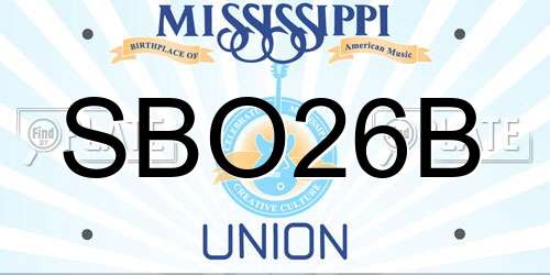 SBO26B Mississippi License Plate