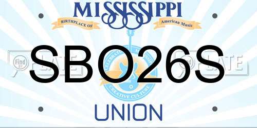 SBO26S Mississippi License Plate