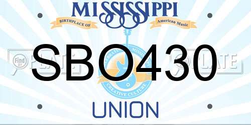 SBO430 Mississippi License Plate