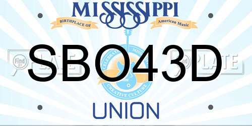 SBO43D Mississippi License Plate