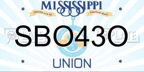 SBO43O Mississippi License Plate