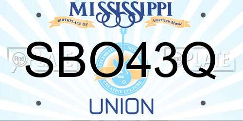 SBO43Q Mississippi License Plate