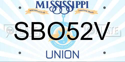 SBO52V Mississippi License Plate