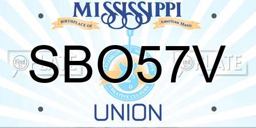 SBO57V Mississippi License Plate