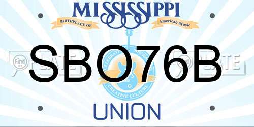 SBO76B Mississippi License Plate