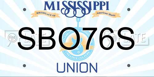 SBO76S Mississippi License Plate