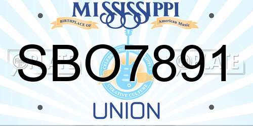 SBO7891 Mississippi License Plate