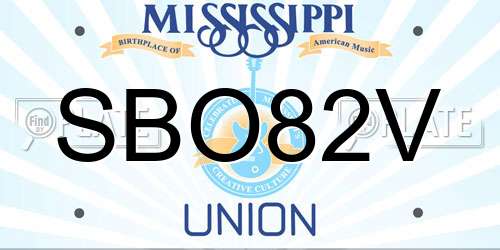 SBO82V Mississippi License Plate