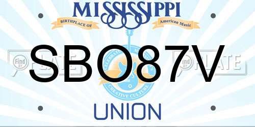 SBO87V Mississippi License Plate
