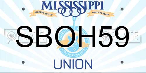 SBOH59 Mississippi License Plate
