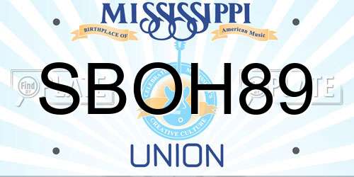 SBOH89 Mississippi License Plate