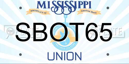 SBOT65 Mississippi License Plate