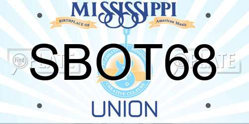 SBOT68 Mississippi License Plate
