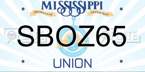 SBOZ65 Mississippi License Plate