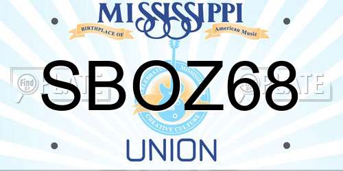 SBOZ68 Mississippi License Plate