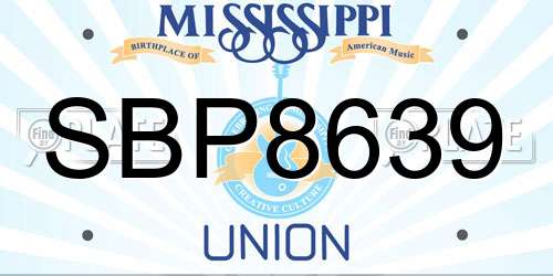 SBP8639 Mississippi License Plate