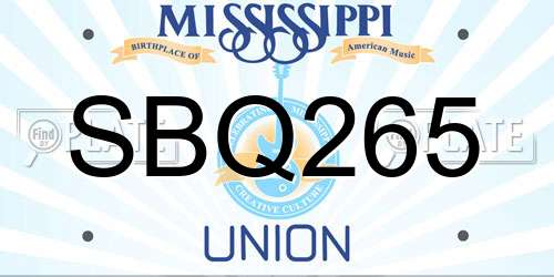 SBQ265 Mississippi License Plate