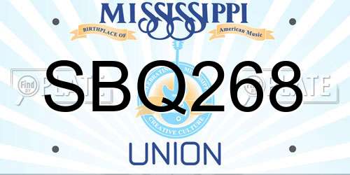 SBQ268 Mississippi License Plate