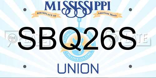 SBQ26S Mississippi License Plate