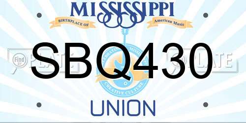 SBQ430 Mississippi License Plate