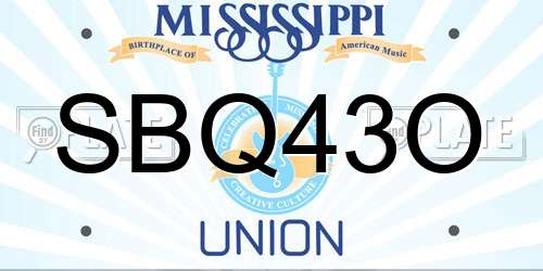SBQ43O Mississippi License Plate
