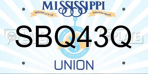 SBQ43Q Mississippi License Plate