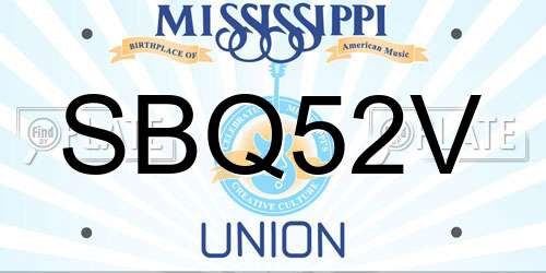 SBQ52V Mississippi License Plate