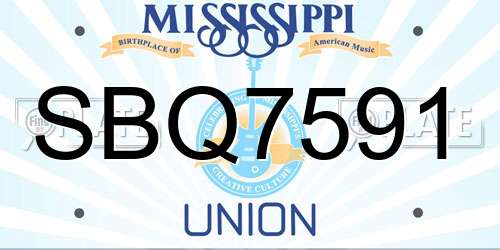 SBQ7591 Mississippi License Plate
