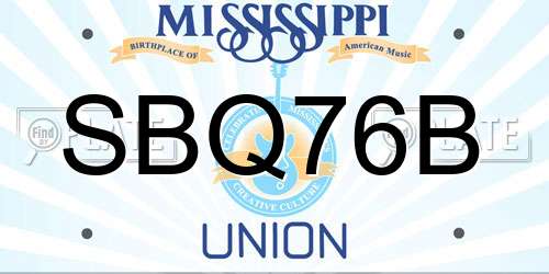 SBQ76B Mississippi License Plate