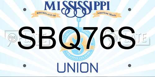 SBQ76S Mississippi License Plate