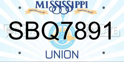 SBQ7891 Mississippi License Plate
