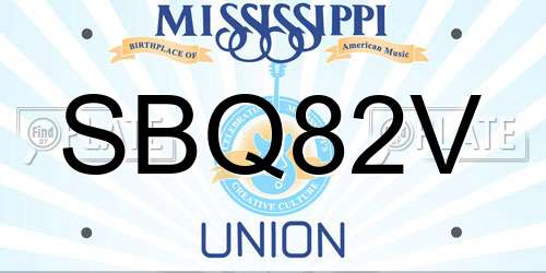 SBQ82V Mississippi License Plate