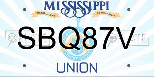 SBQ87V Mississippi License Plate