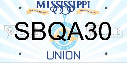 SBQA30 Mississippi License Plate