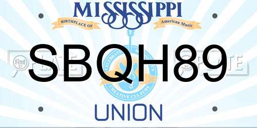 SBQH89 Mississippi License Plate