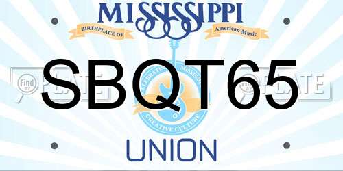 SBQT65 Mississippi License Plate