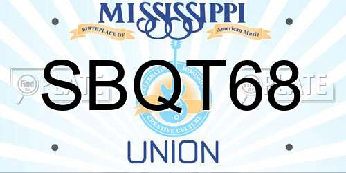 SBQT68 Mississippi License Plate
