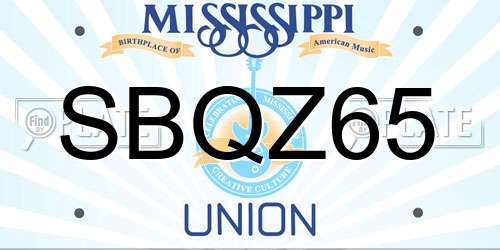 SBQZ65 Mississippi License Plate
