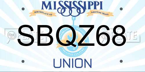 SBQZ68 Mississippi License Plate