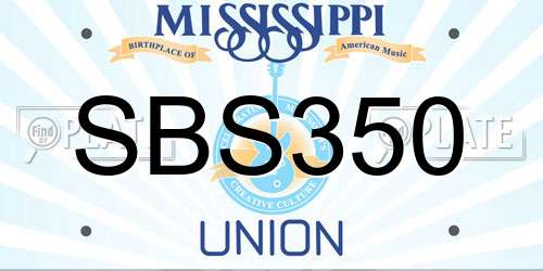 SBS350 Mississippi License Plate