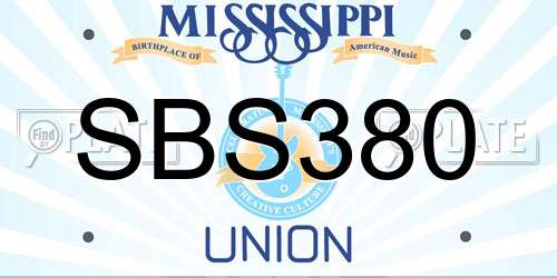 SBS380 Mississippi License Plate