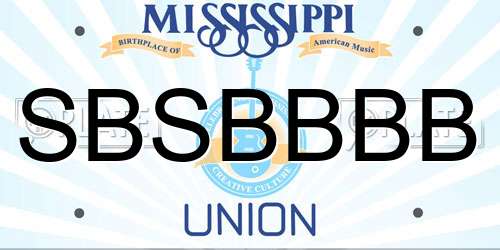 SBSBBBB Mississippi License Plate