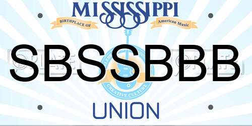 SBSSBBB Mississippi License Plate