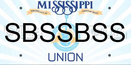 SBSSBSS Mississippi License Plate
