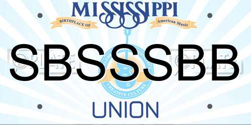 SBSSSBB Mississippi License Plate