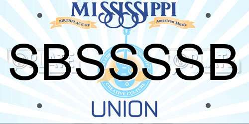 SBSSSSB Mississippi License Plate