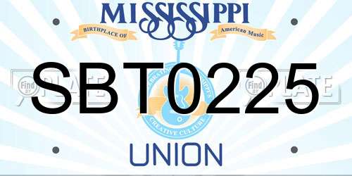 SBT0225 Mississippi License Plate