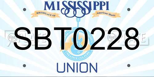 SBT0228 Mississippi License Plate