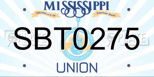 SBT0275 Mississippi License Plate
