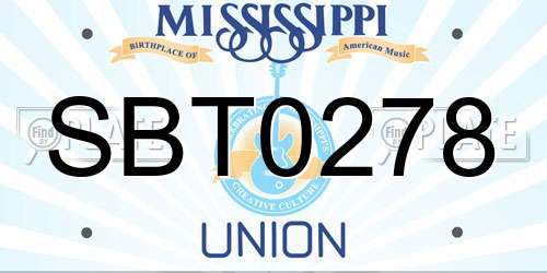 SBT0278 Mississippi License Plate